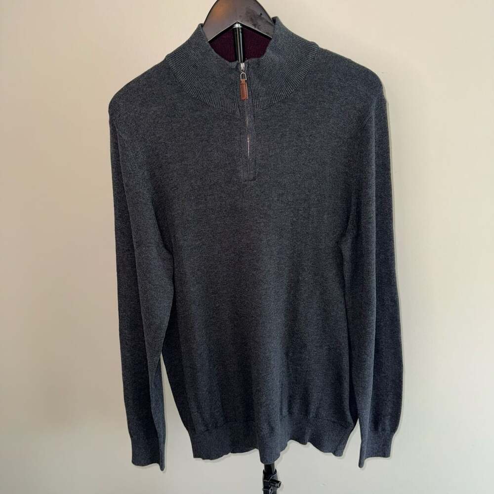 100% Cotton Lachlan 1/4 Zip Sweater Size M Gray